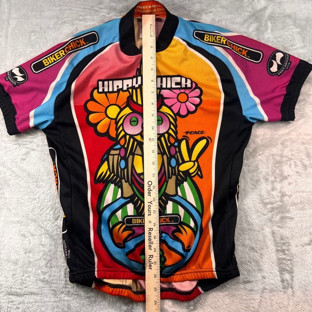 World Jerseys Hippy Chick Biker Chick Cycling Jersey Owl Peace Multi Color L - Picture 3 of 8